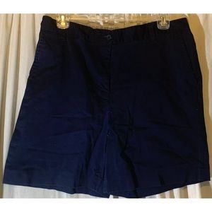 Kim Rogers Navy Blue Shorts Womens 10 Belt Loops Chino Elastic Waist Pockets